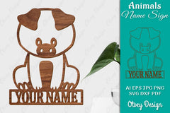 Animal Name Sign SVG Laser Cut Template Door Wall Hanger SVG Bundle 3 - CraftNest - Digital Crafting and Art