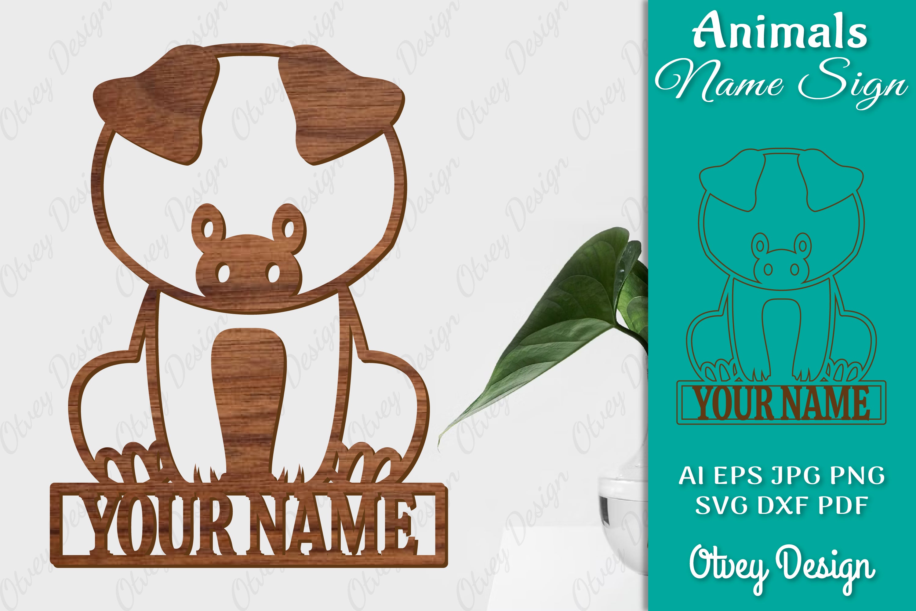 Animal Name Sign SVG Laser Cut Template Door Wall Hanger SVG Bundle 3 - CraftNest - Digital Crafting and Art