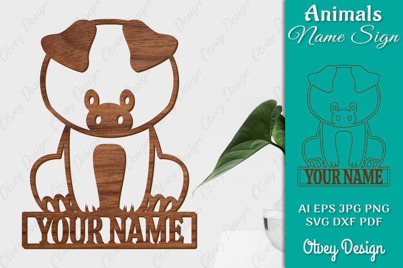 Animal Name Sign SVG Laser Cut Template Door Wall Hanger SVG Bundle 3 - CraftNest - Digital Crafting and Art