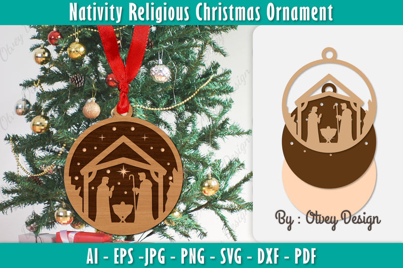 Nativity Religious Christmas Ornament SVG Bundle 3 - CraftNest - Digital Crafting and Art