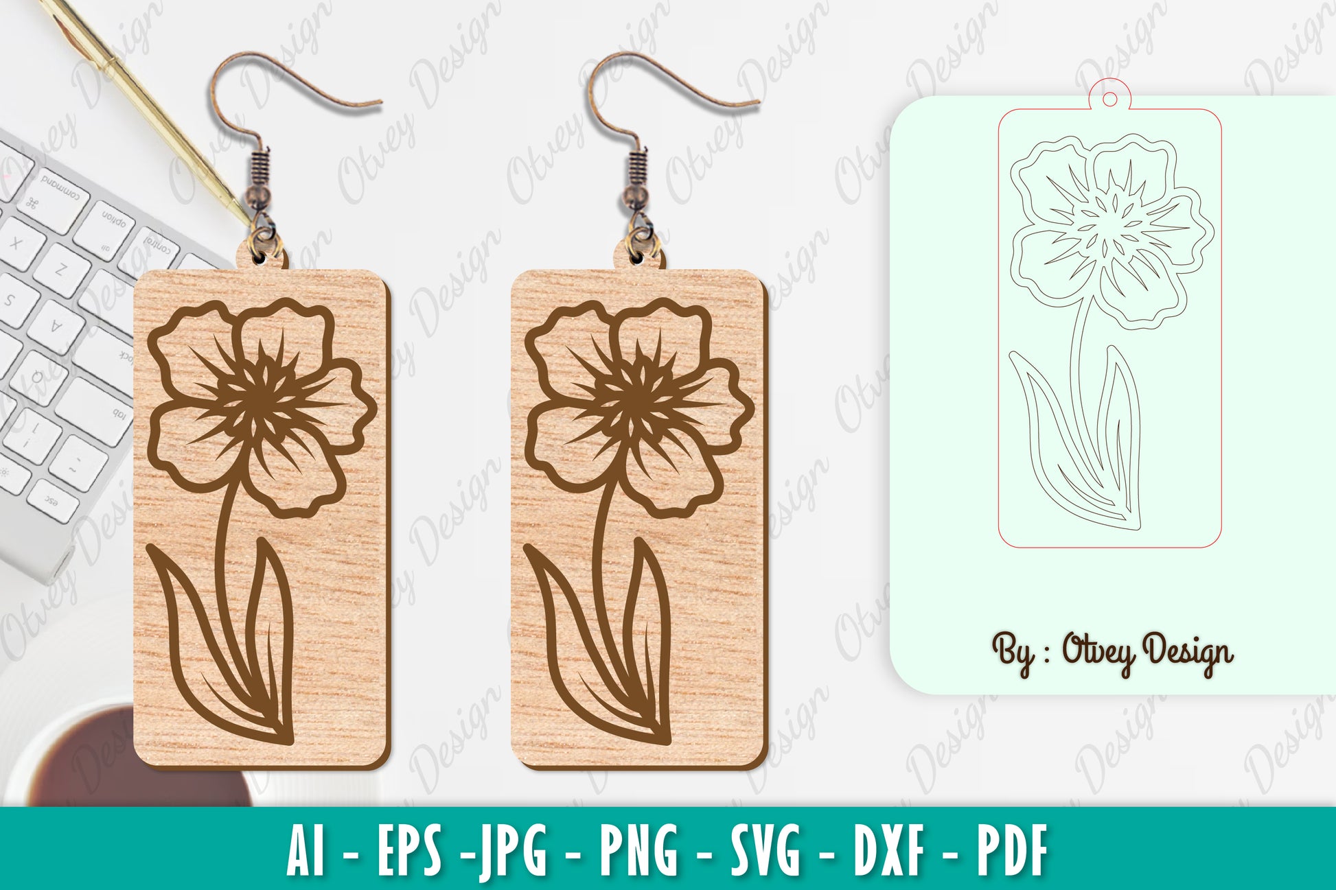 Flower Earring SVG Bundle 27 - CraftNest - Digital Crafting and Art