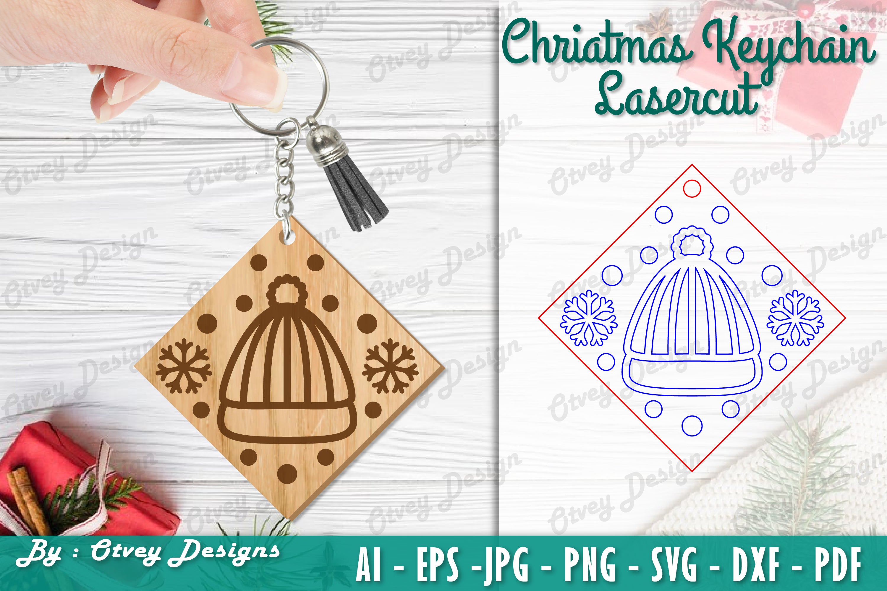 Christmas Keychain Lasercut SVG Bundle 70 - CraftNest - Digital Crafting and Art