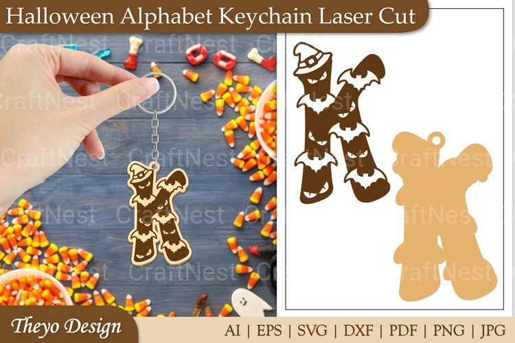 Halloween Keychain Alphabet SVG