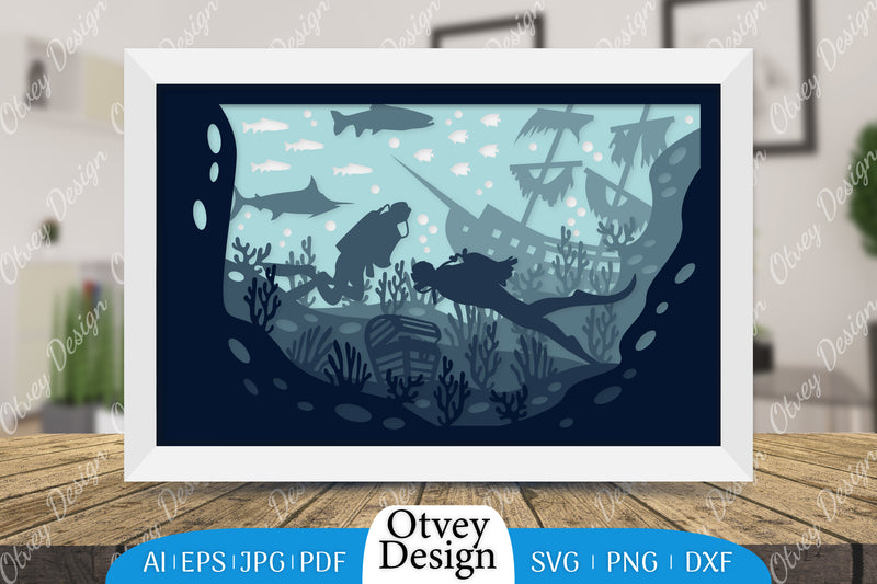 Scuba Diver 3D ShadowBox SVG Bundle 1 - CraftNest - Digital Crafting and Art