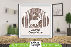 Merry Christmas Deer 3D Shadow Box Papercut SVG Bundle 3 - CraftNest - Digital Crafting and Art