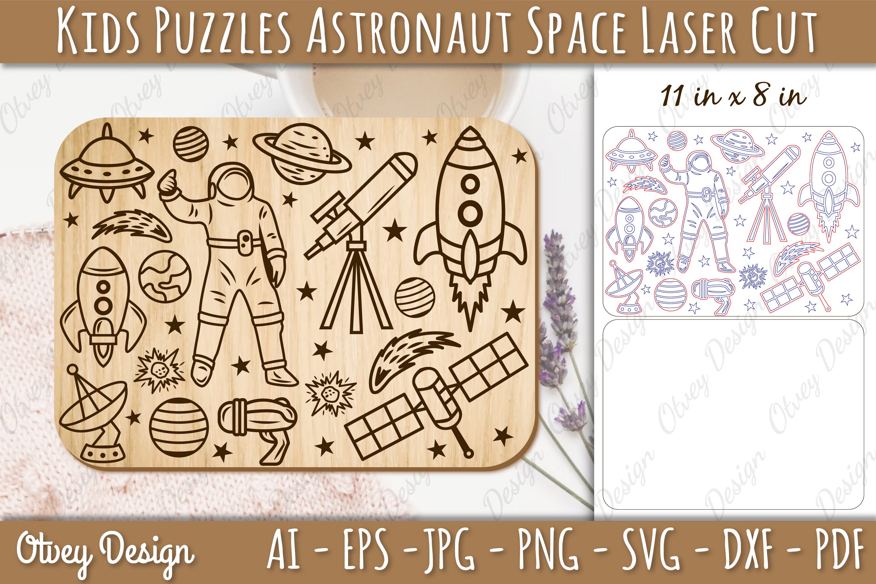 Kids Astronaut Space Educational Puzzles SVG Bundle