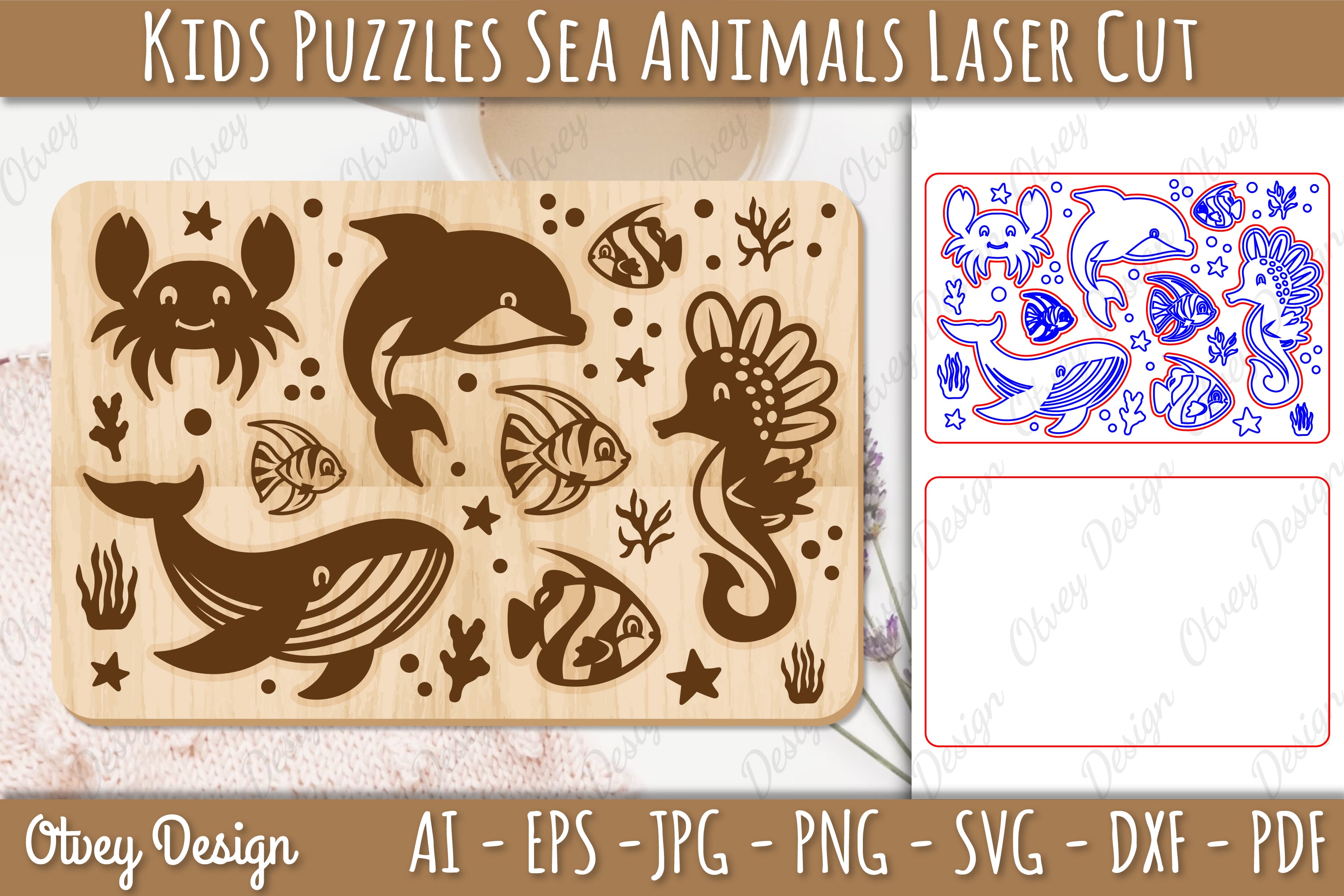 Kids Puzzles Sea Animals SVG Bundle