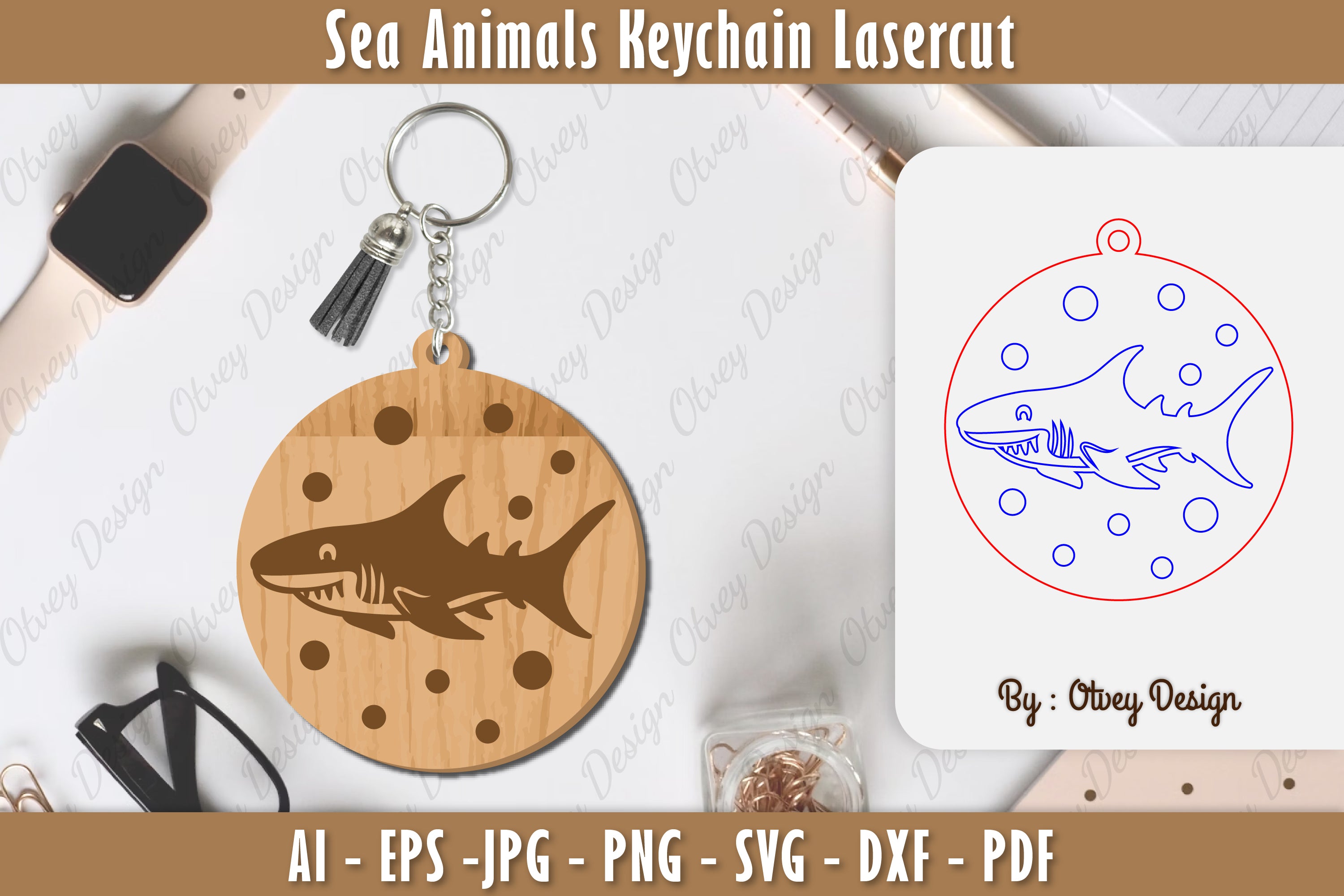 Keychain Sea Animals Laser Cut SVG Bundle 15 - CraftNest - Digital Crafting and Art