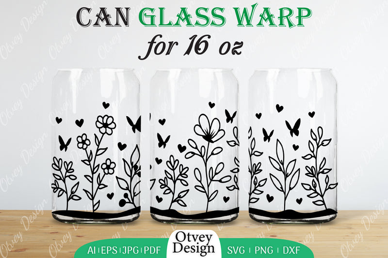Blooming Wildflowers Can Glass 16 OZ SVG Bundle 1 - CraftNest - Digital Crafting and Art
