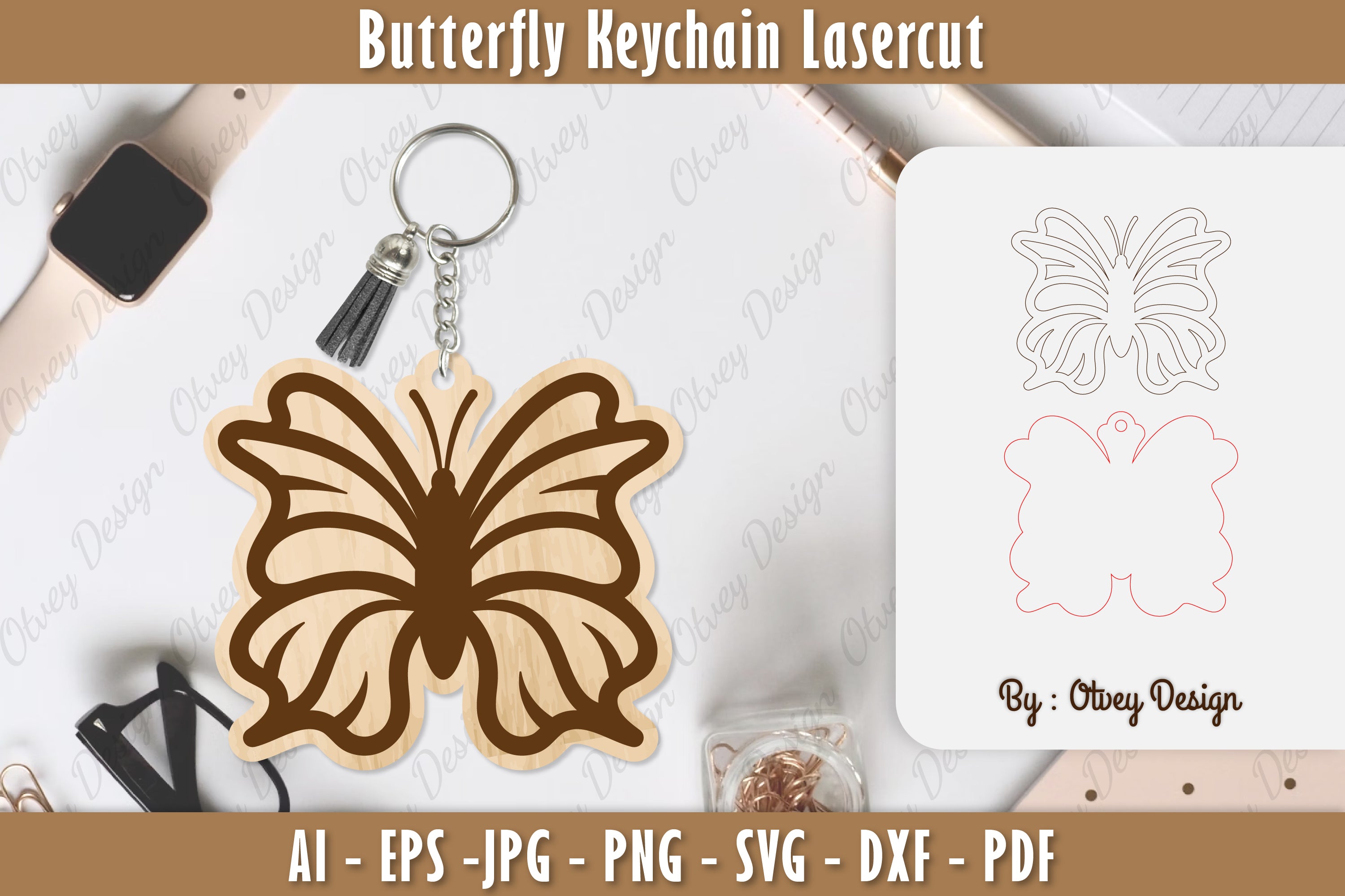 Butterfly Keychain Lasercut SVG Bundle 19 - CraftNest - Digital Crafting and Art