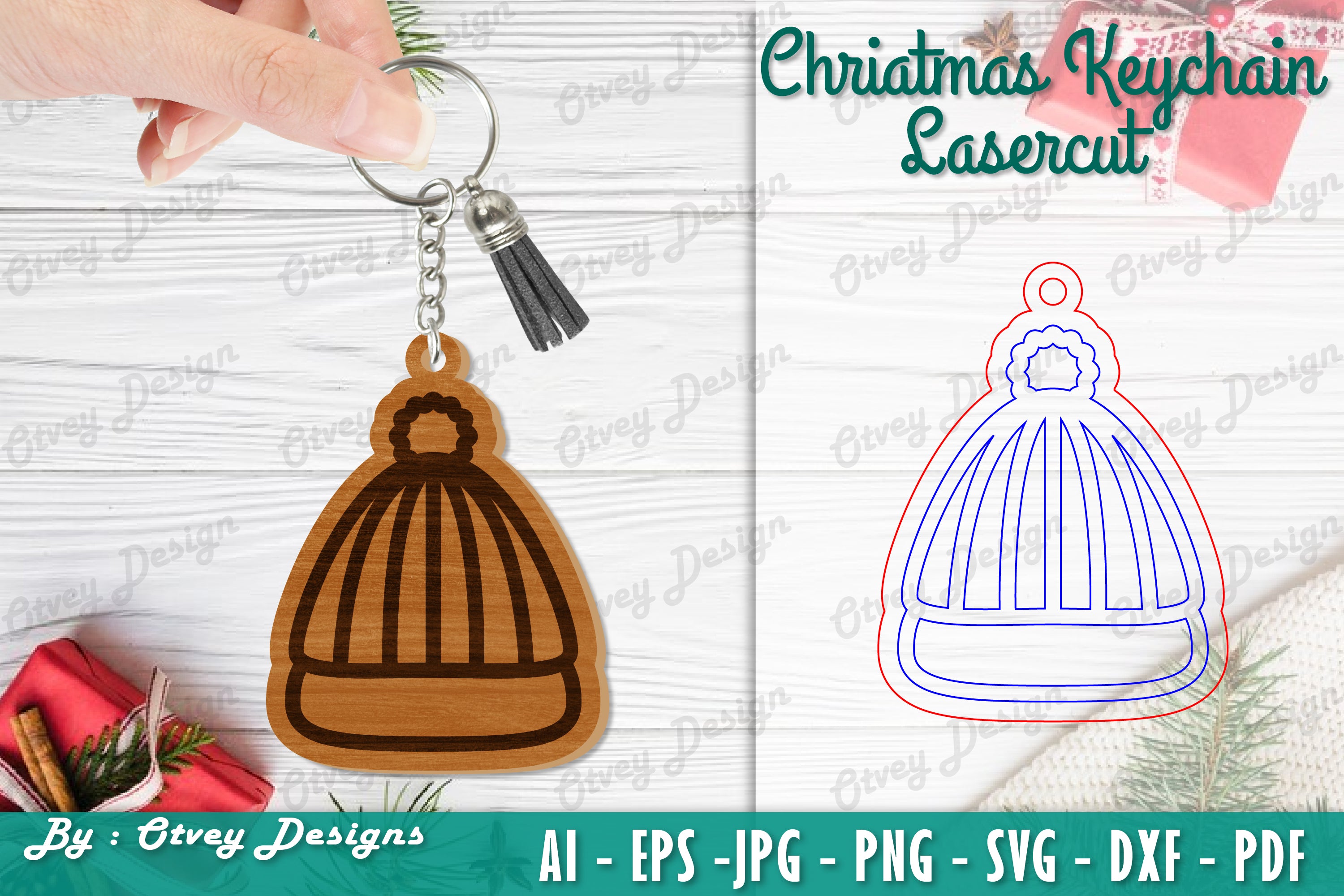 Christmas Keychain Lasercut SVG Bundle