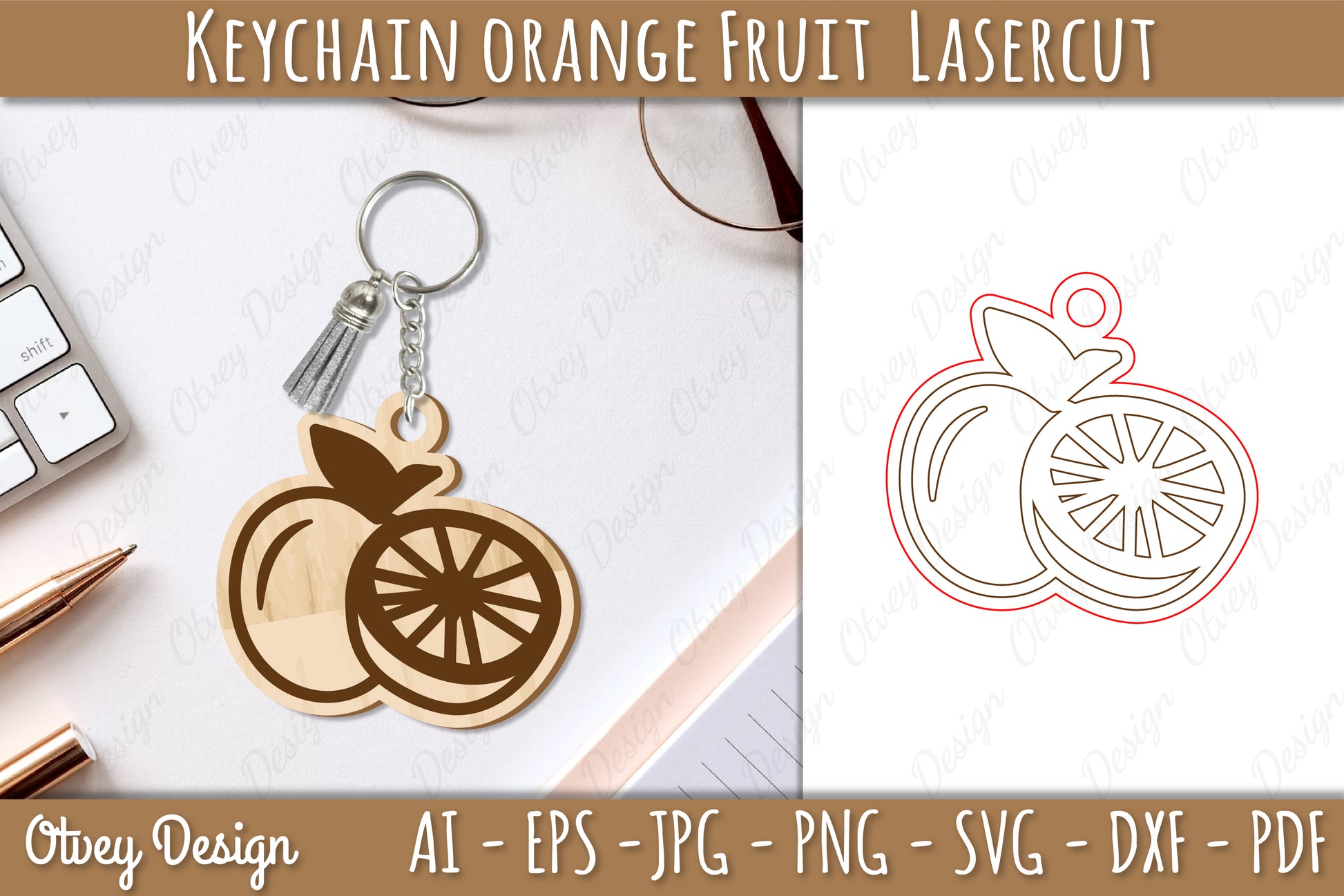 Orange Fruit Keychain Lasercut SVG Bundle - CraftNest - Digital Crafting and Art