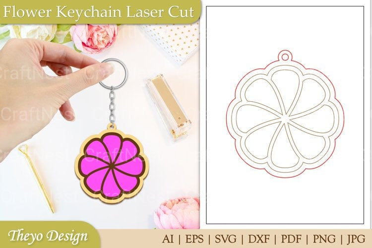 Flower Keychain SVG Bundle