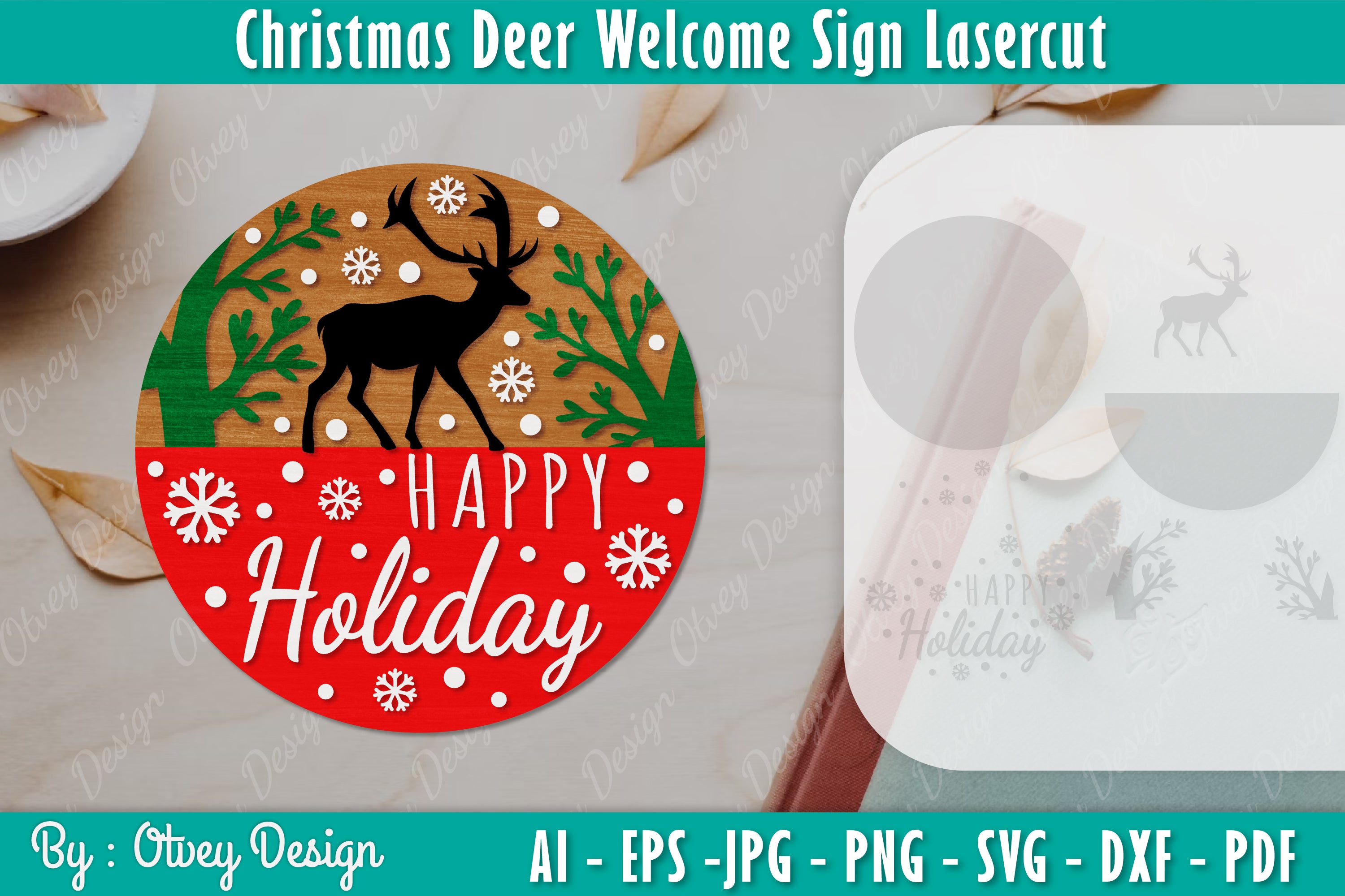 Christmas Deer Welcome Sign SVG Bundle