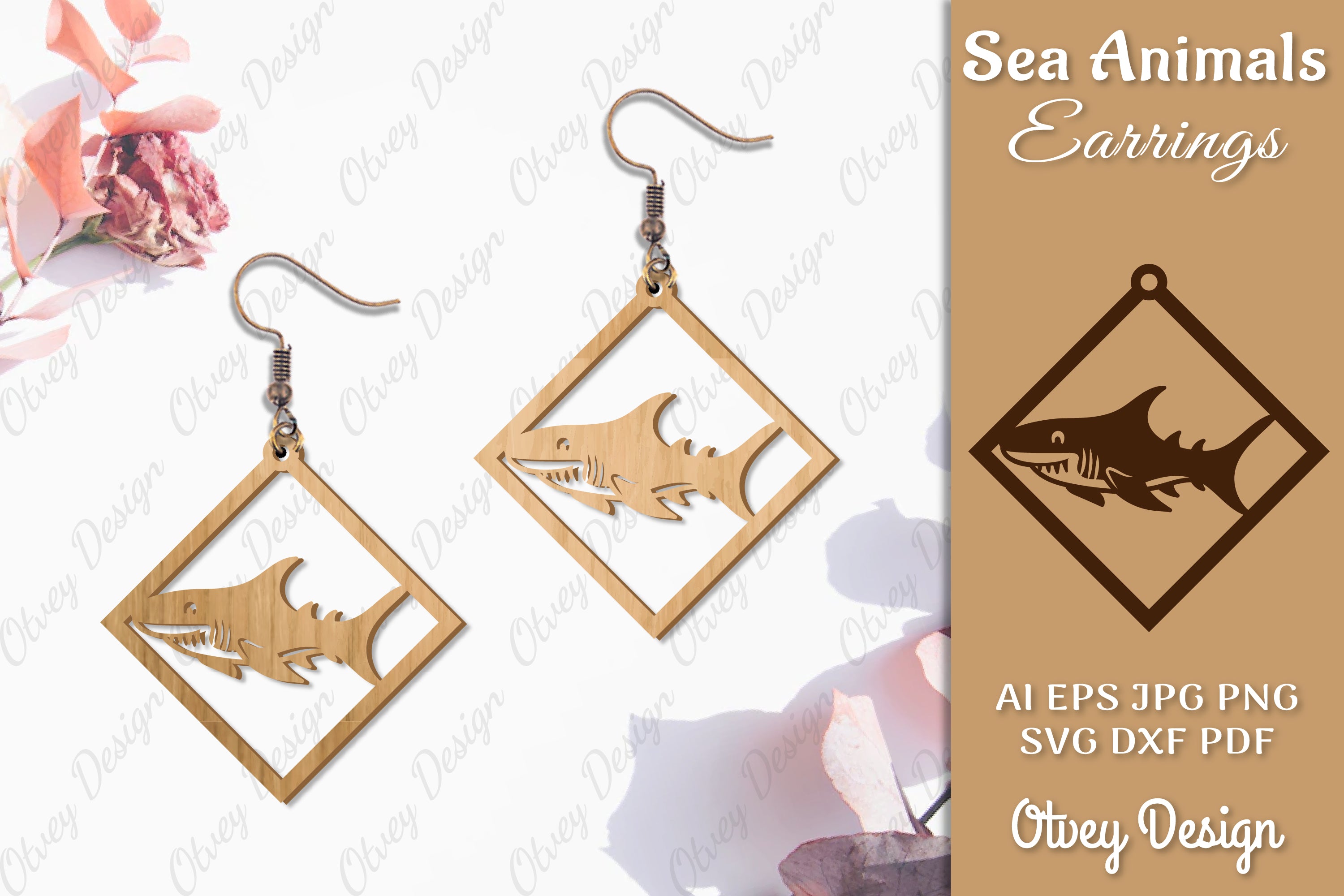 Sea Animals Earrings Laser Cut SVG Bundle 22 - CraftNest - Digital Crafting and Art
