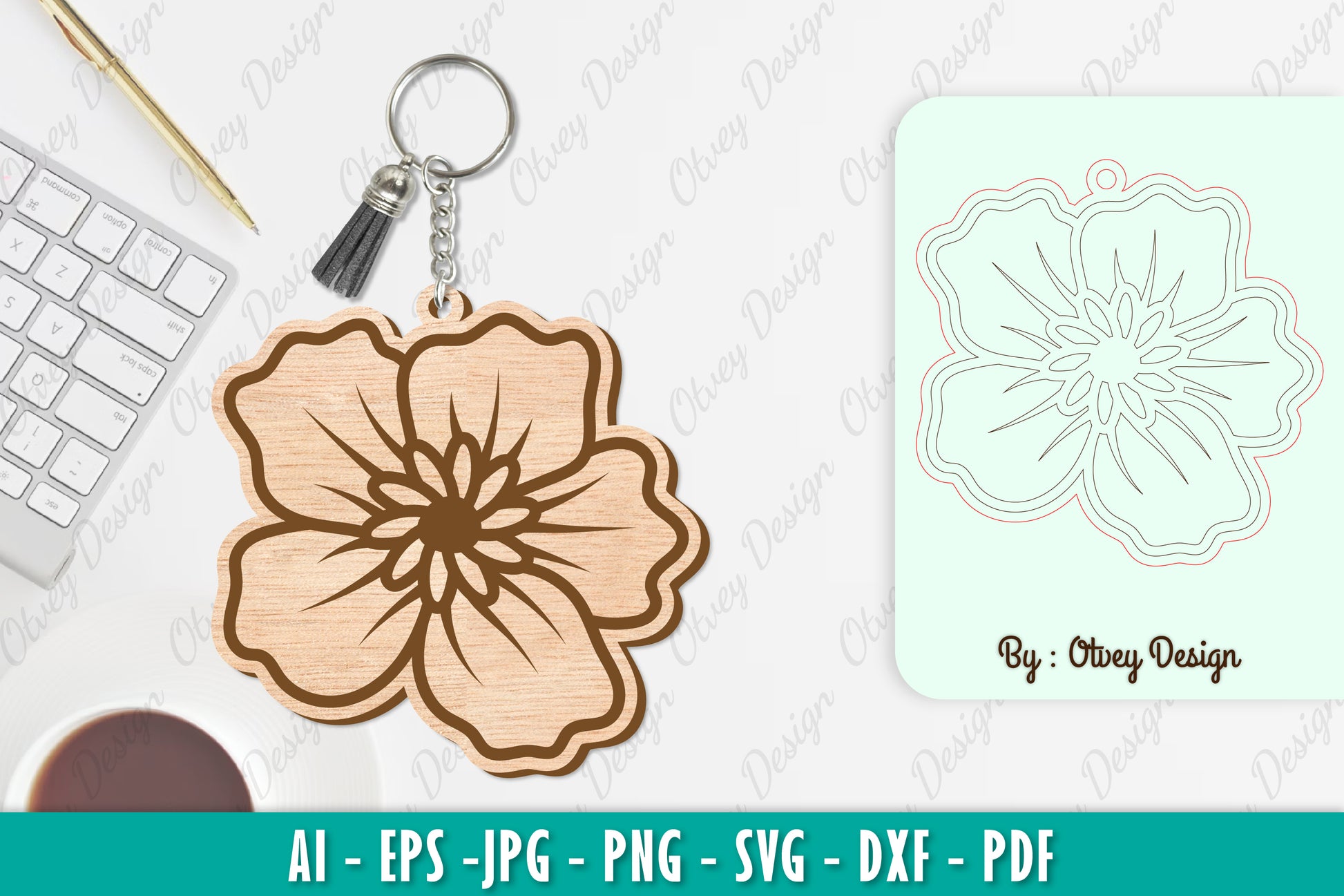 Flower Keychain SVG Bundle 15 - CraftNest - Digital Crafting and Art
