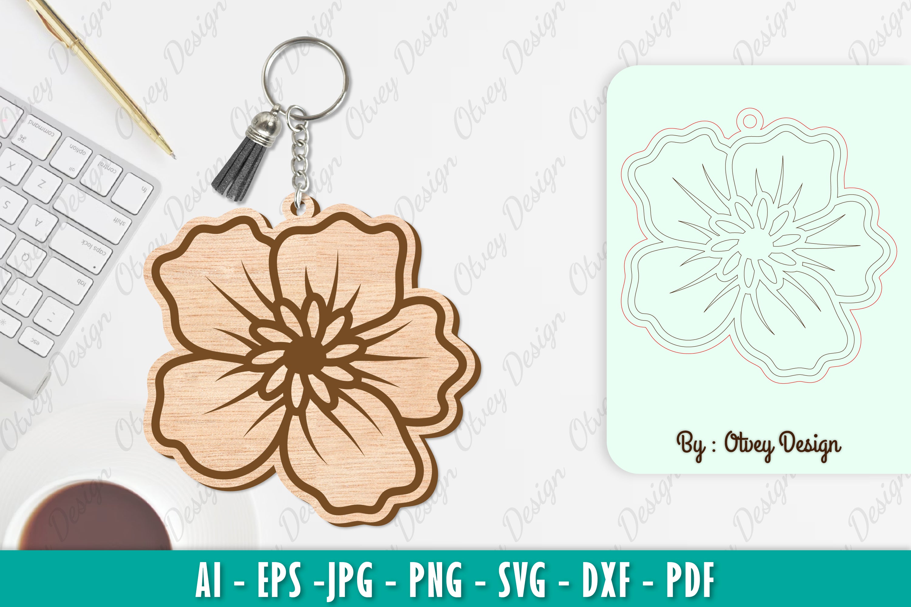 Flower Keychain SVG Bundle 15 - CraftNest - Digital Crafting and Art