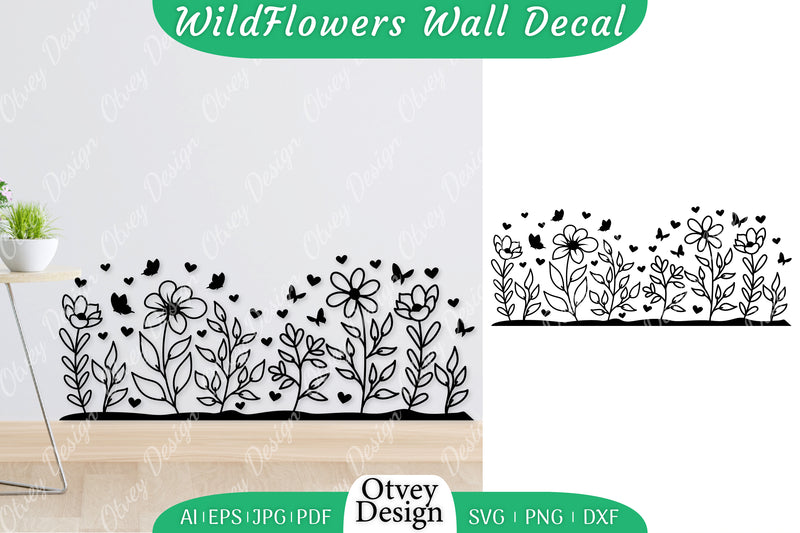 Blooming Wildflowers Wall Decal SVG Bundle 3 - CraftNest - Digital Crafting and Art