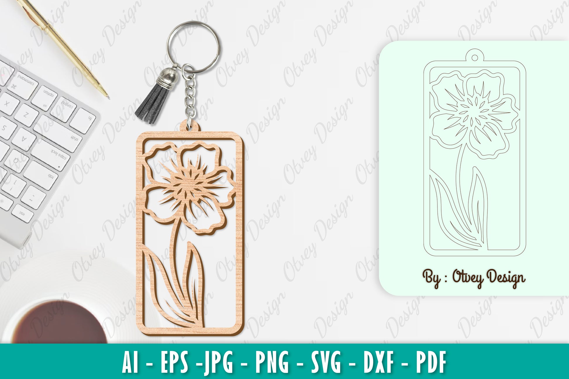 Flower Keychain SVG Bundle 3 - CraftNest - Digital Crafting and Art