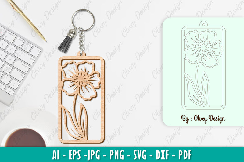 Flower Keychain SVG Bundle 3 - CraftNest - Digital Crafting and Art
