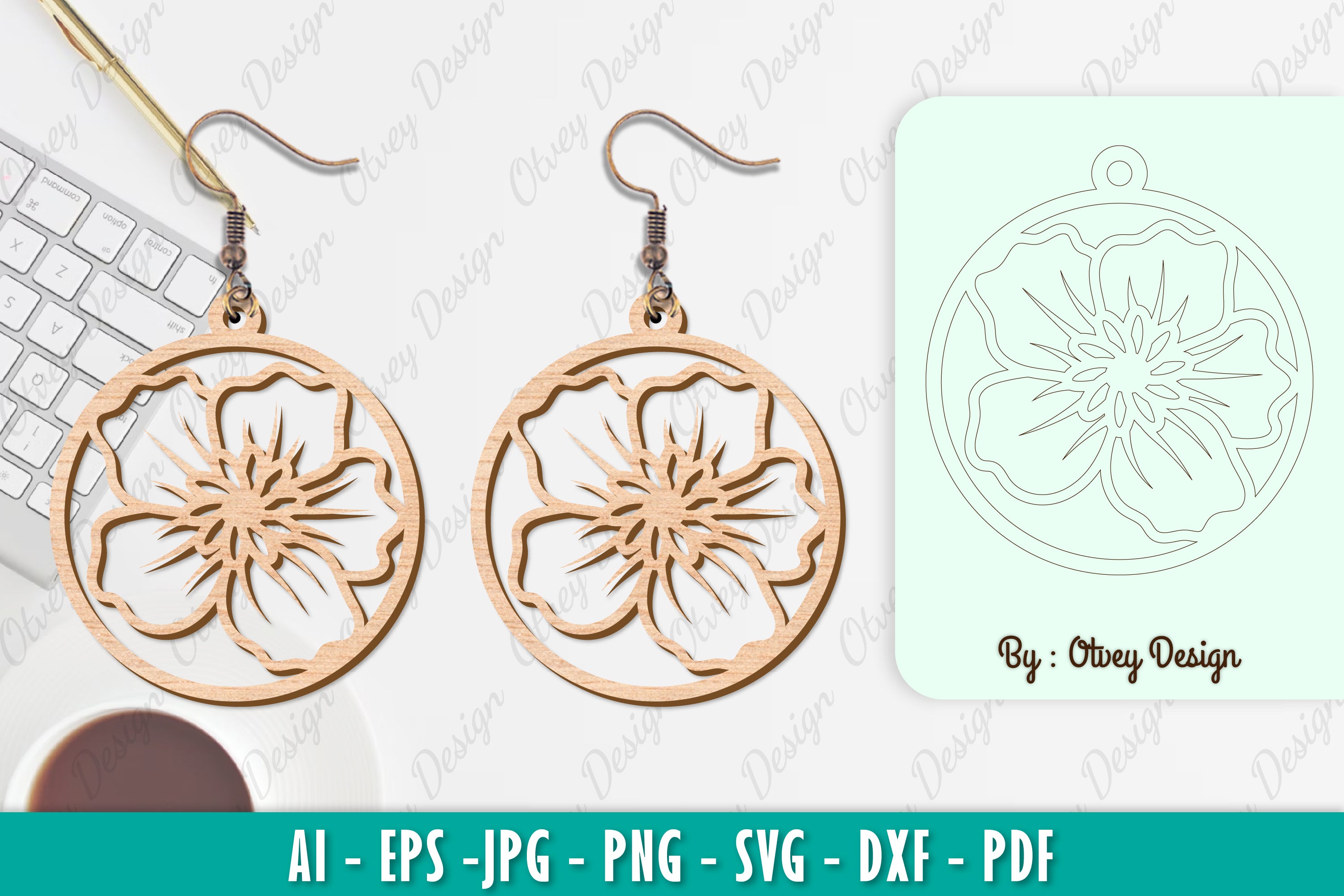 Flower Earring SVG Bundle 39 - CraftNest - Digital Crafting and Art
