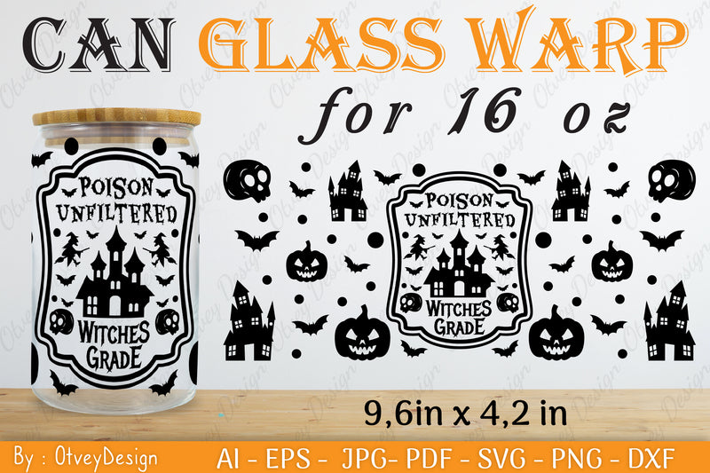 Halloween 16 oz Can Glass Wrap SVG Bundle 8 - CraftNest - Digital Crafting and Art