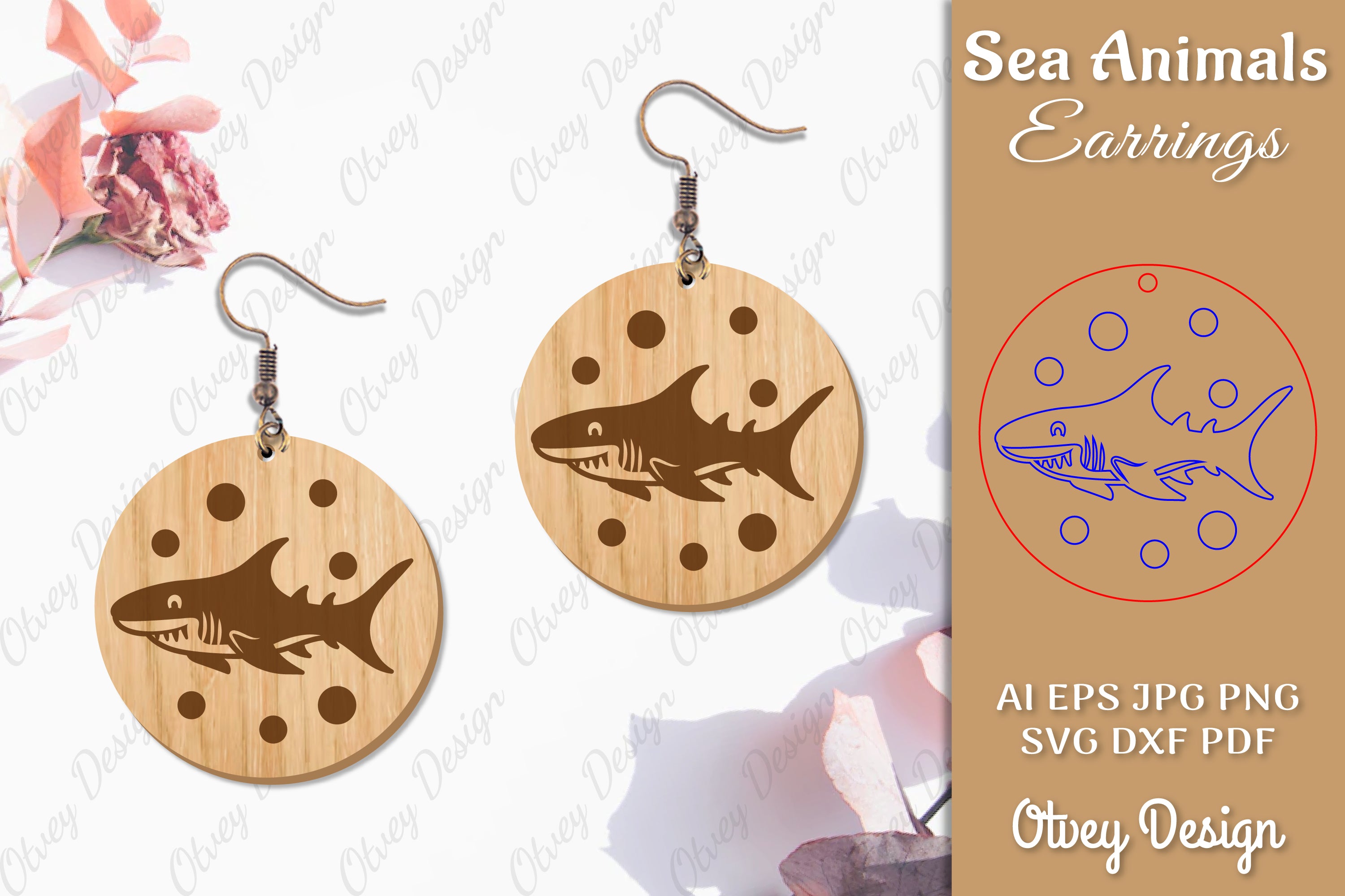 Sea Animals Earrings Laser Cut SVG Bundle 11 - CraftNest - Digital Crafting and Art