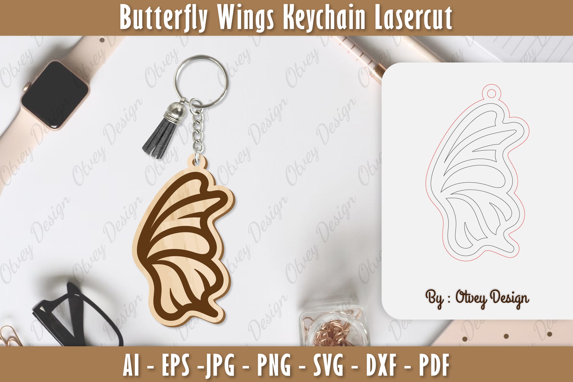 Butterfly Keychain Lasercut SVG Bundle 3 - CraftNest - Digital Crafting and Art