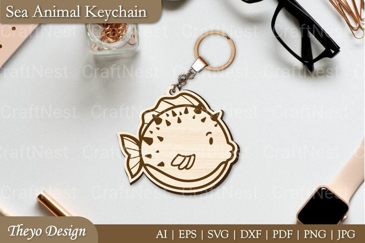 Cute Sea Animal Key Chain SVG