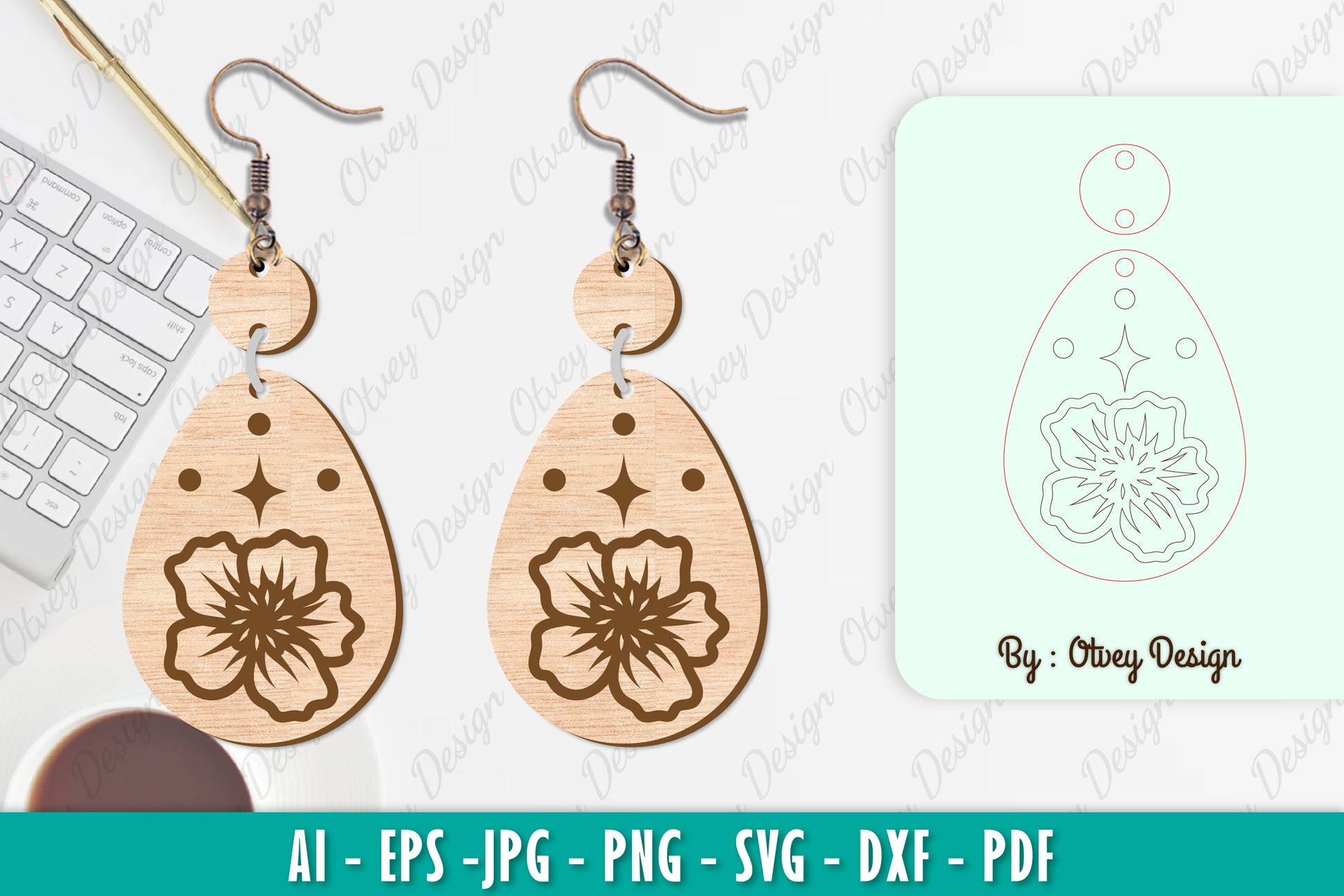 Flower Earring SVG Bundle 75 - CraftNest - Digital Crafting and Art