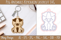 Pig Animal Keychain Laser Cut SVG Bundle 1 - CraftNest - Digital Crafting and Art