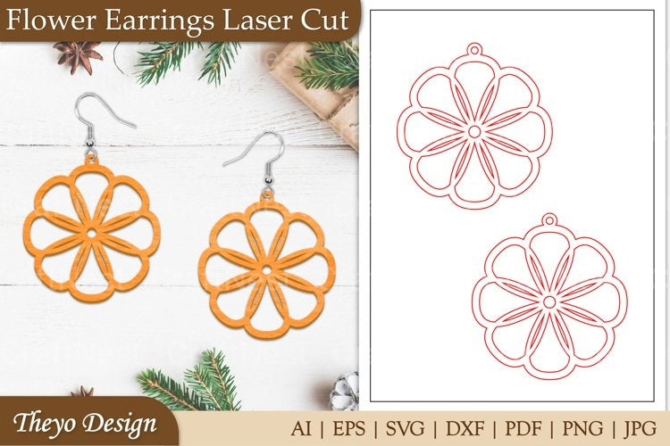 Lasercut Flower Earrings SVG Bundle