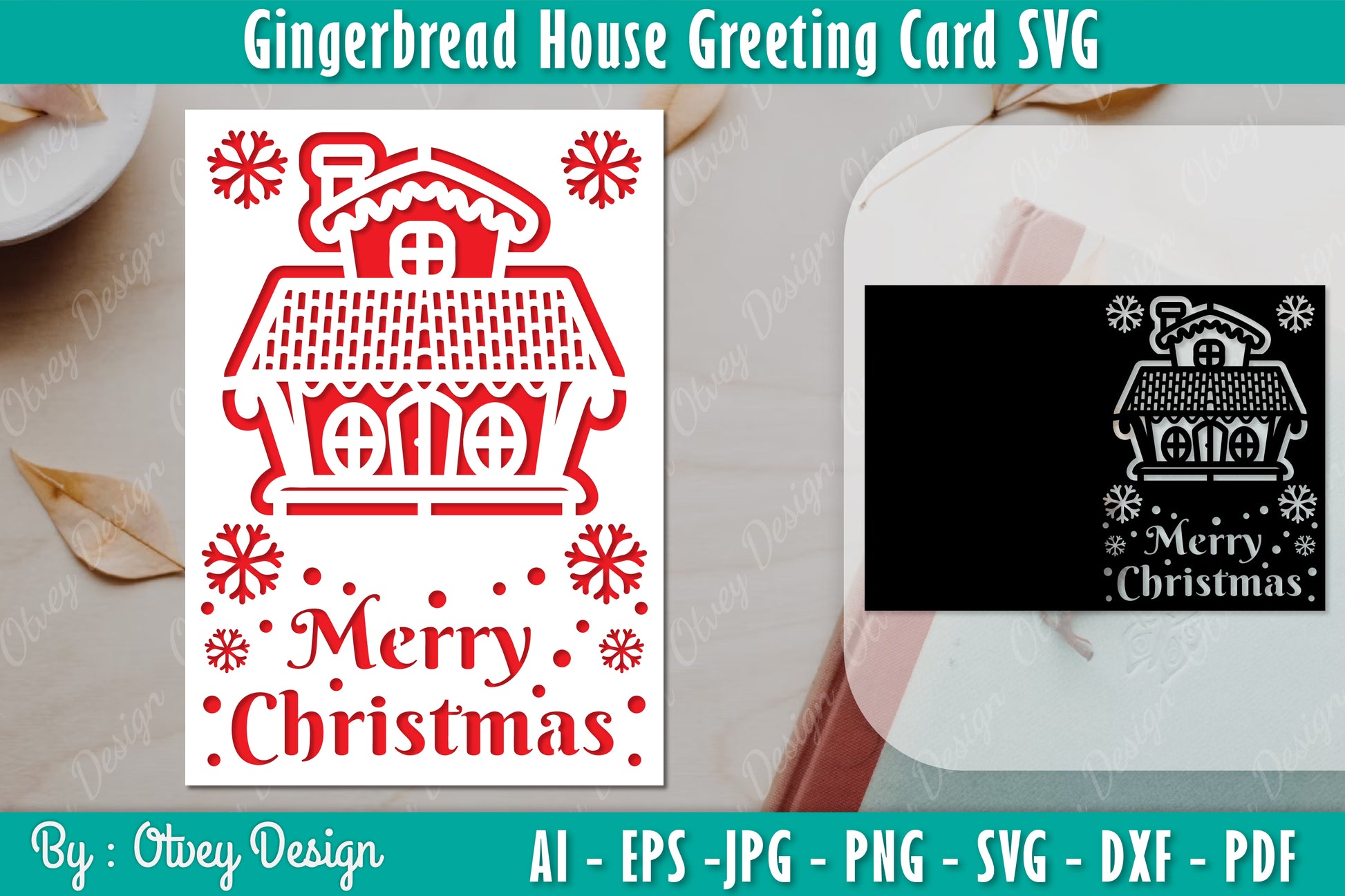 Gingerbread House Greeting Card SVG Bundle 3 - CraftNest - Digital Crafting and Art