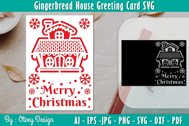 Gingerbread House Greeting Card SVG Bundle 3 - CraftNest - Digital Crafting and Art