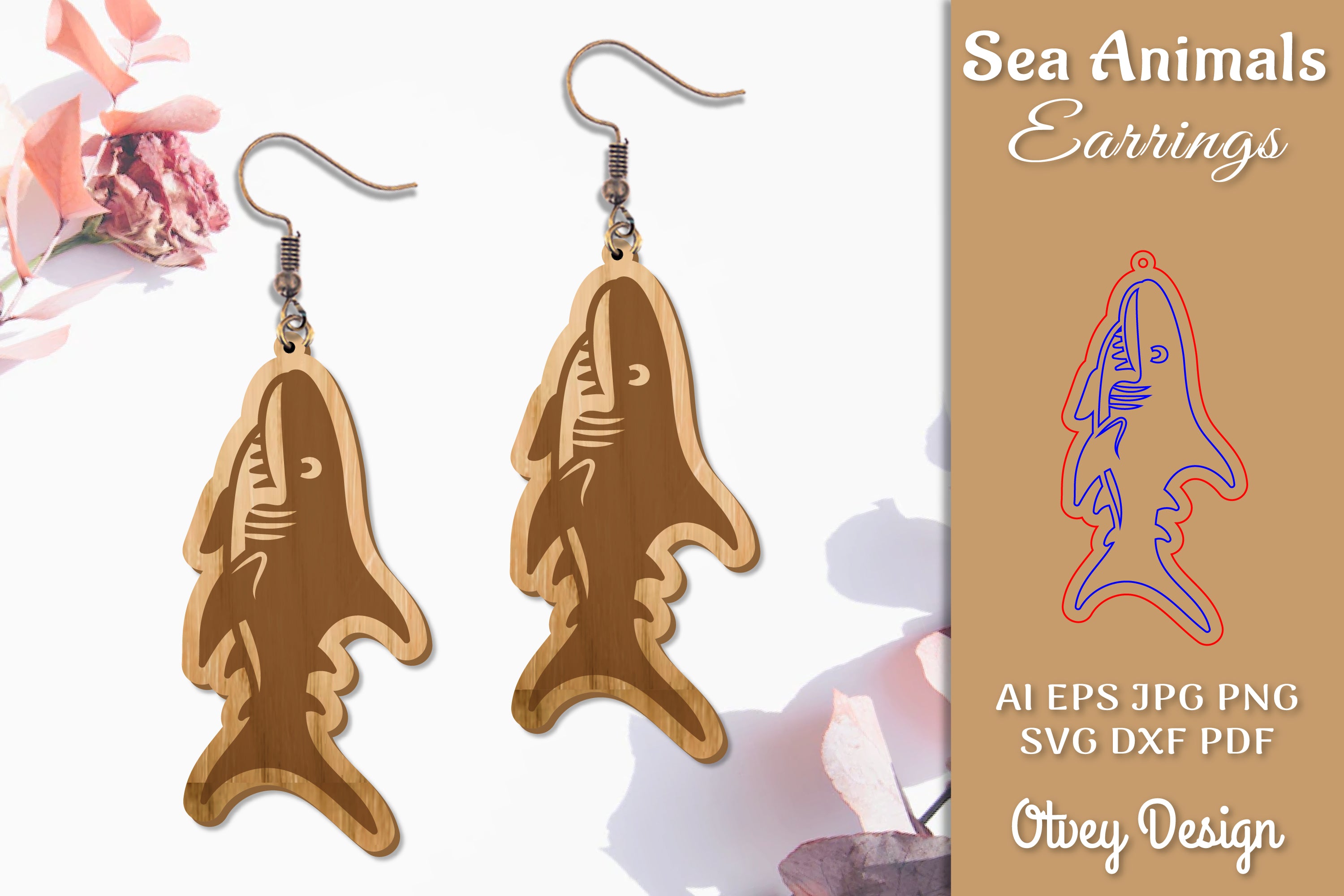 Sea Animals Earrings Laser Cut SVG Bundle 2 - CraftNest - Digital Crafting and Art