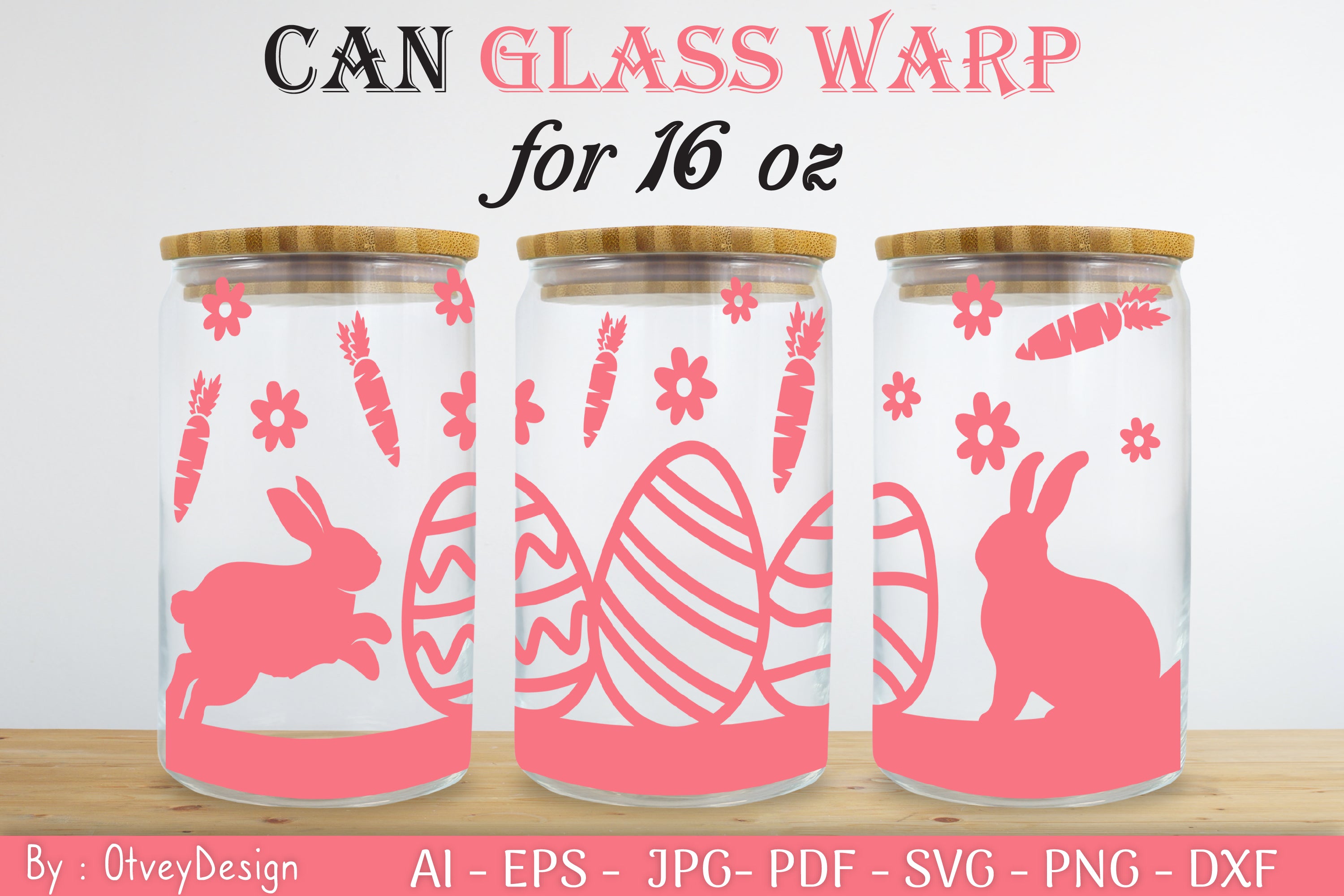 Happy Easter Day 16oz Can Glass Wrap SVG Bundle 4 - CraftNest - Digital Crafting and Art