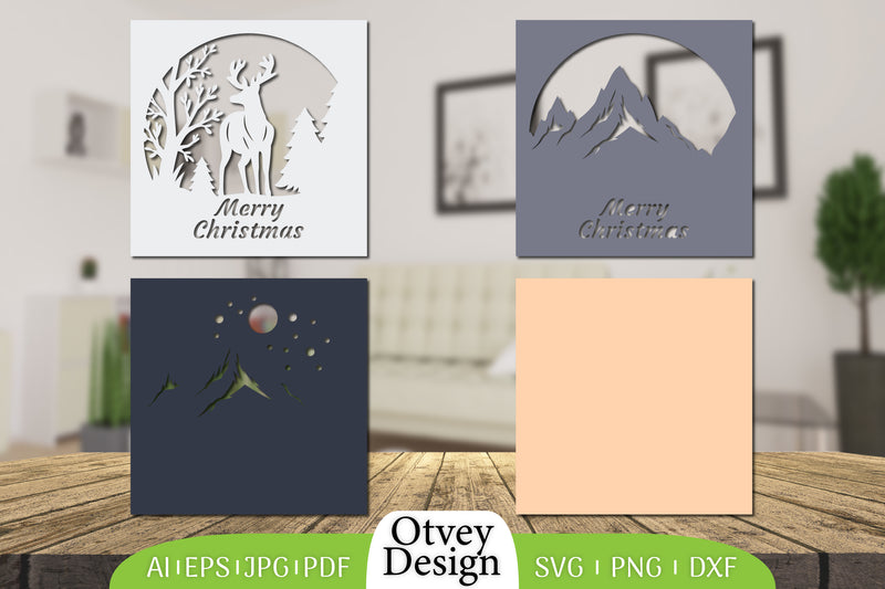 Merry Christmas Deer 3D Shadow Box Papercut SVG Bundle 4 - CraftNest - Digital Crafting and Art