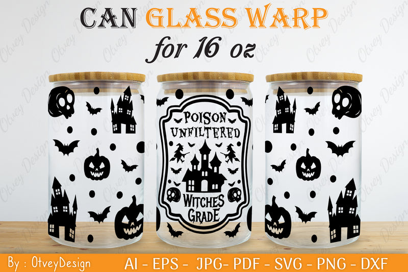 Halloween 16 oz Can Glass Wrap SVG Bundle 8 - CraftNest - Digital Crafting and Art