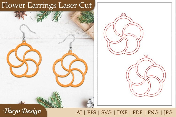 Lasercut Flower Earrings SVG Bundle
