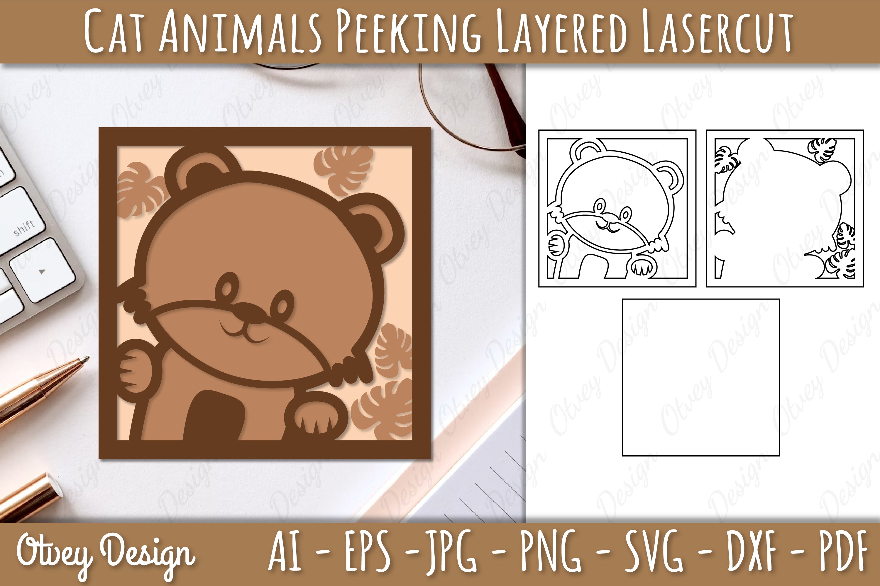 Animals Peeking Layered Lasercut SVG Bundle 4 - CraftNest - Digital Crafting and Art