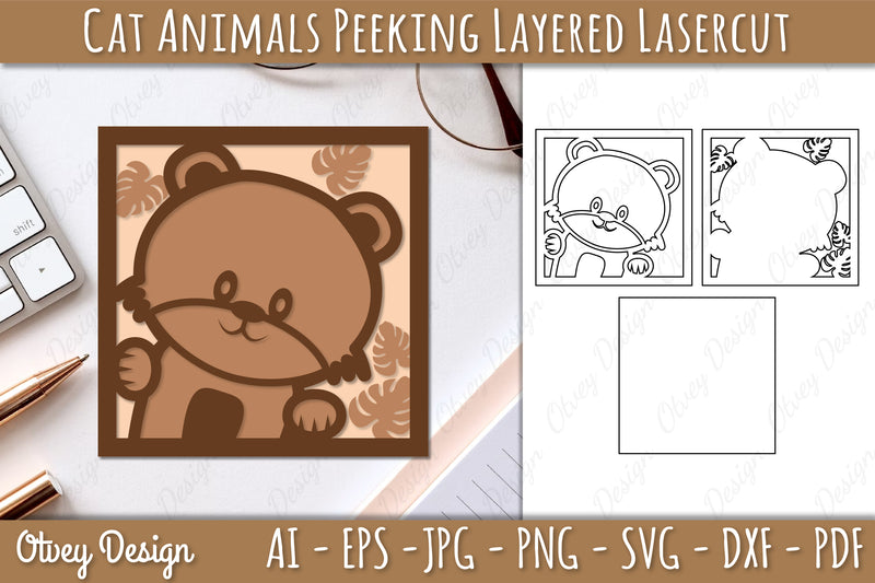 Animals Peeking Layered Lasercut SVG Bundle 4 - CraftNest - Digital Crafting and Art
