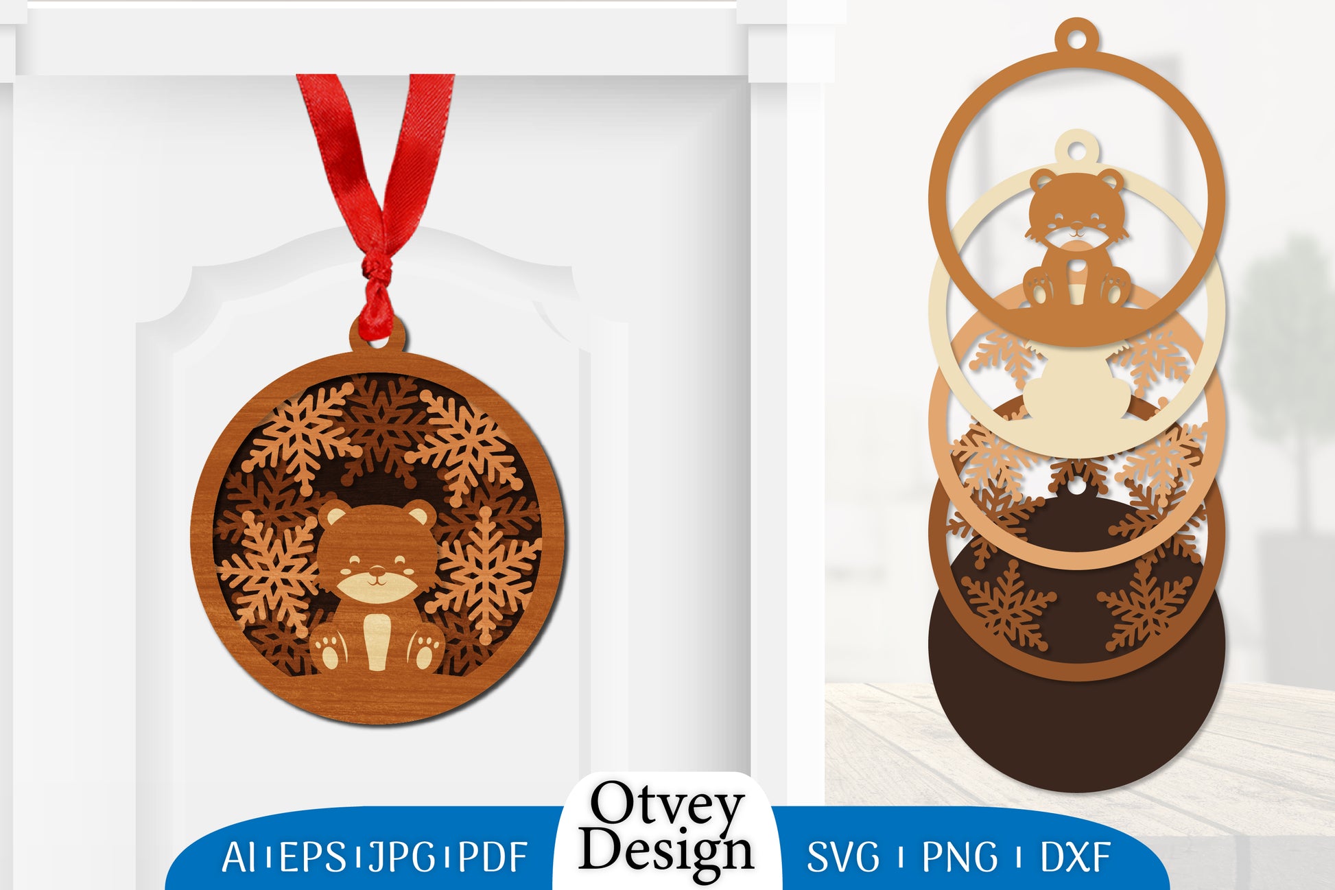 Animals Christmas Ornament Lasercut SVG Bundle 3 - CraftNest - Digital Crafting and Art