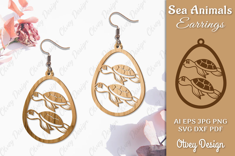 Sea Animals Earrings Laser Cut SVG Bundle 46 - CraftNest - Digital Crafting and Art