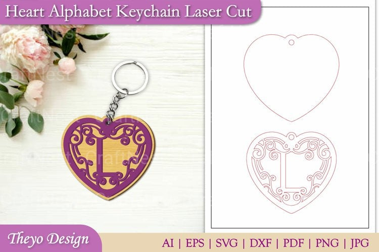 Alphabet Heart Keychain SVG Bundle