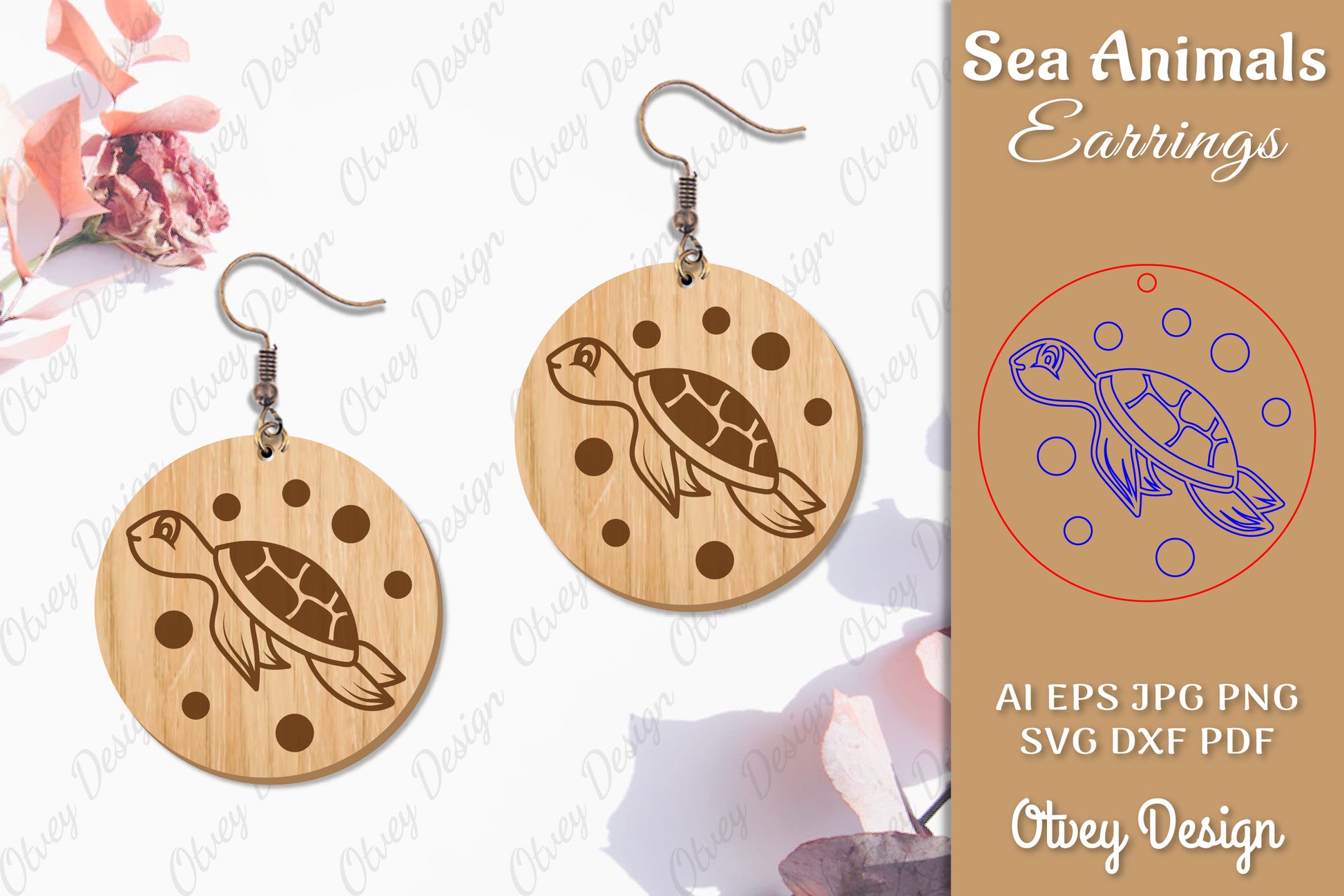 Sea Animals Earrings Laser Cut SVG Bundle 12 - CraftNest - Digital Crafting and Art