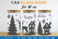 Christmas Deer Can Glass SVG Bundle 3 - CraftNest - Digital Crafting and Art