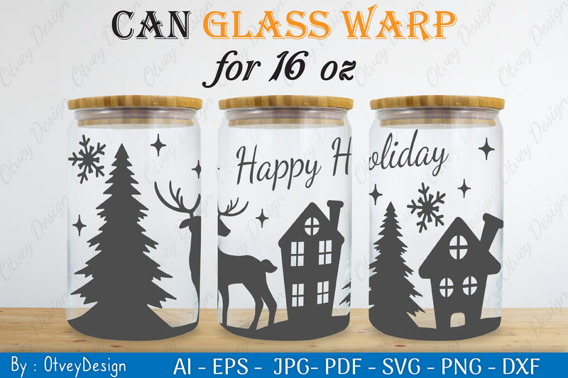Christmas Deer Can Glass SVG Bundle 3 - CraftNest - Digital Crafting and Art