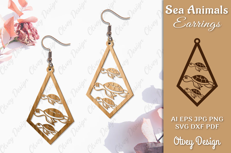 Sea Animals Earrings Laser Cut SVG Bundle 35 - CraftNest - Digital Crafting and Art