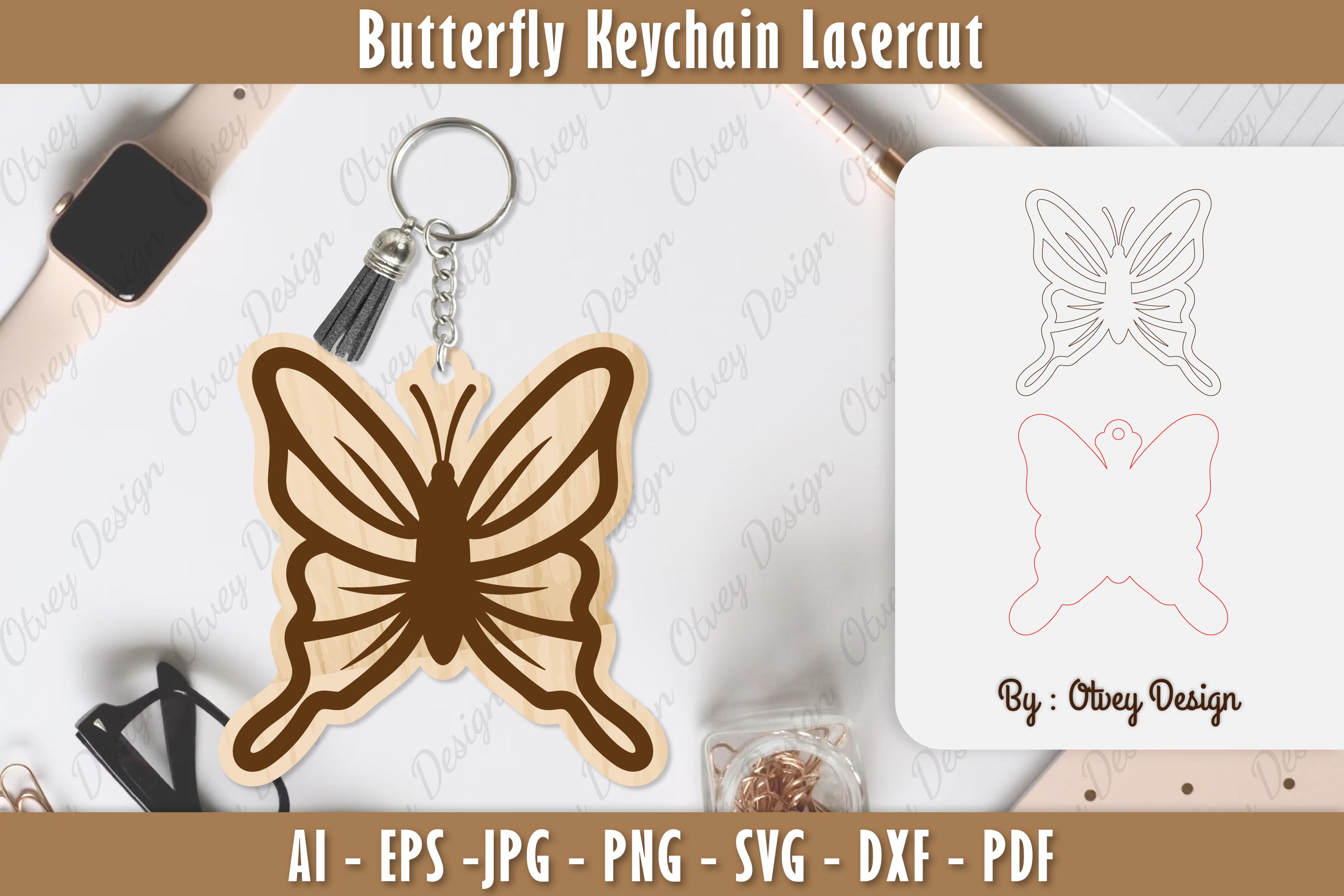 Butterfly Keychain Lasercut SVG Bundle 20 - CraftNest - Digital Crafting and Art