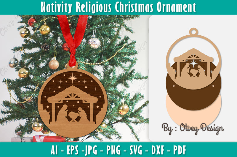 Nativity Religious Christmas Ornament SVG Bundle 4 - CraftNest - Digital Crafting and Art